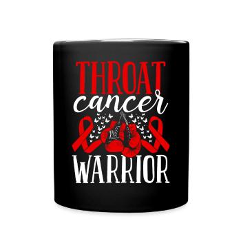 Throat Cancer Awareness Ribbon Gloves Warrior - Full Colour Mug - black - Front