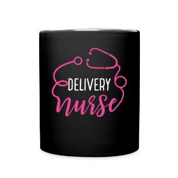Delivery Nurse Appreciation Heart Stethoscope - Full Colour Mug - black - Front