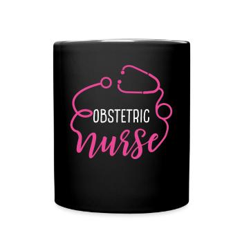 Obstetric Nurse Appreciation Heart Stethoscope - Full Colour Mug - black - Front
