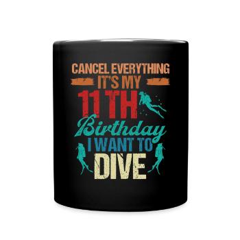 11 Year Old Scuba Diver Birthday Idea Snorkeling - Full Colour Mug - black - Front