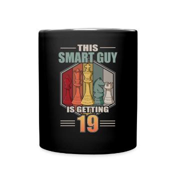 Smart Guy Is Getting 19 Retro Chess 19 Birthday - Full Colour Mug - black - Front