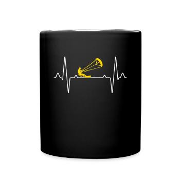 kite surfing Herzschlag - Tasse einfarbig - Schwarz - Vorne
