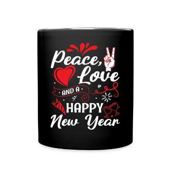 Réveillon du Nouvel An, Paix, Amour, Bonne Année - Mug uni - noir - Devant