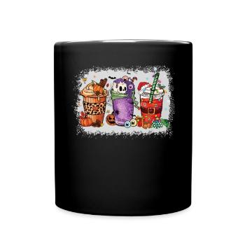 Coffee Cups Hallothanksmas Bleached - Full Colour Mug - black - Front