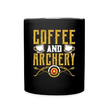 Kaffee Und Bogenschießen - Tasse einfarbig - Schwarz - Vorne