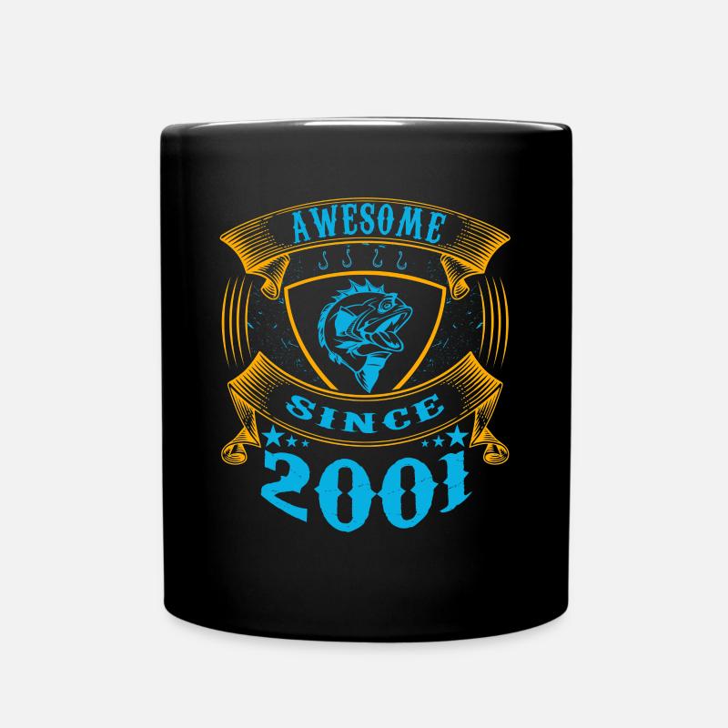 Awesome since 2001. Angel, Angler Geburtstag - Tasse einfarbig - Schwarz