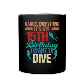 15 Year Old Scuba Diver Birthday Idea Snorkeling - Full Colour Mug - black - Front