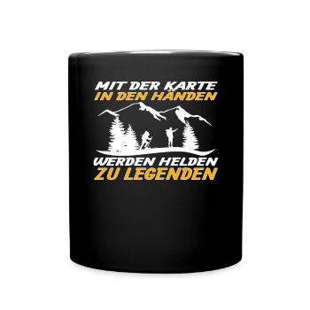 Wandern Zubehör Wanderer Motiv - Tasse einfarbig - Schwarz - Vorne