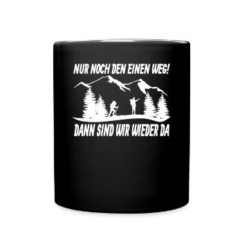 Wandern Zubehör Wanderer Motiv - Tasse einfarbig - Schwarz - Vorne