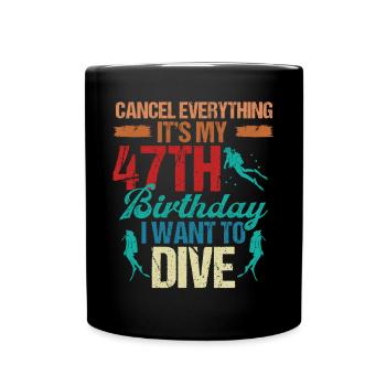 47 Year Old Scuba Diver Birthday Idea Snorkeling - Tasse einfarbig - Schwarz - Vorne