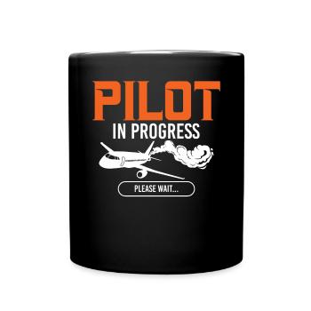 Pilot In Progress Please Wait Loading Plane - Tasse einfarbig - Schwarz - Vorne