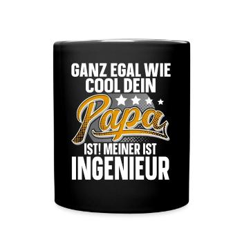 Ingenieur Papa Vater Vatertag Cooler Papa - Tasse einfarbig - Schwarz - Vorne