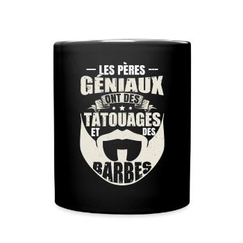 Les pères géniaux ont des tatouages et des barbes - Mug uni - noir - Devant