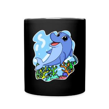 Dauphin - mammifères animaux marins environnement de conservation de la nature - Mug uni - noir - Devant