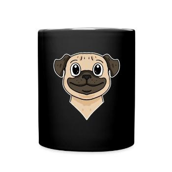 Hund Hunderasse Mops - Tasse einfarbig - Schwarz - Vorne
