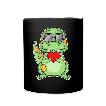 Dinosaurs with Heart - Love Romantic - Full Colour Mug - black - Front