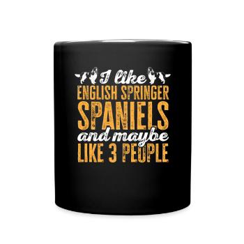 English Springer Spaniel Hund - Tasse einfarbig - Schwarz - Vorne