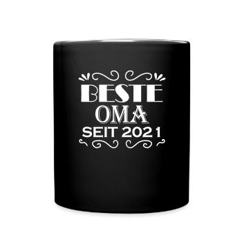 Beste Oma seit 2021 - Geschenk für die beste Oma - Tasse einfarbig - Schwarz - Vorne