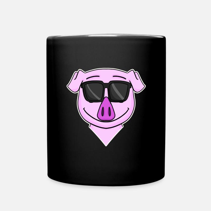 Schwein Kopf Tier - cooles Schwein - Tasse einfarbig - Schwarz