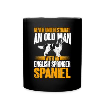English Springer Spaniel Hund - Tasse einfarbig - Schwarz - Vorne