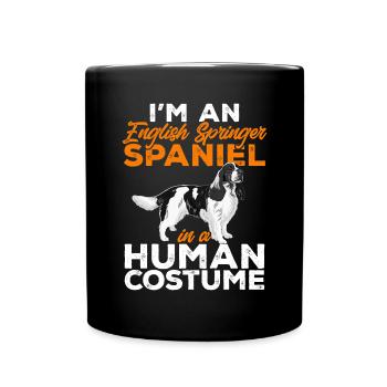 English Springer Spaniel Hund - Tasse einfarbig - Schwarz - Vorne