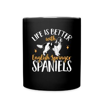 English Springer Spaniel Hund - Tasse einfarbig - Schwarz - Vorne