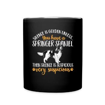 English Springer Spaniel Hund - Tasse einfarbig - Schwarz - Vorne