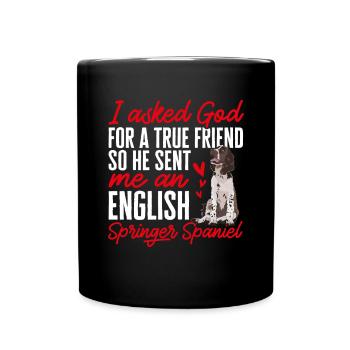 English Springer Spaniel Hund - Tasse einfarbig - Schwarz - Vorne
