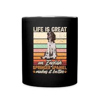 English Springer Spaniel Hund - Tasse einfarbig - Schwarz - Vorne