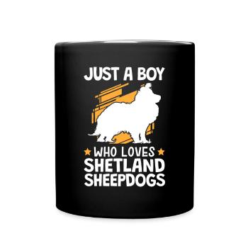Only a boy who loves Shetland Sheepdog - Full Colour Mug - black - Front