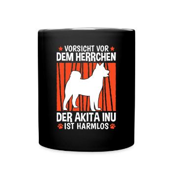Vorsicht vor dem Herrchen Akita Inu - Tasse einfarbig - Schwarz - Vorne