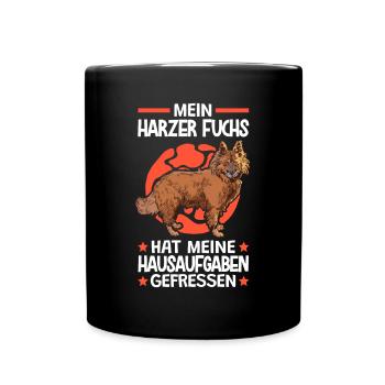 Harzer Fuchs hat Hausaufgaben gefressen - Tasse einfarbig - Schwarz - Vorne