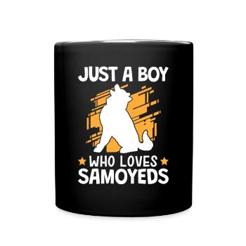 Garçon qui aime Samoyèdes Samoyèdes Nordiques Samoyède - Mug uni - noir - Devant