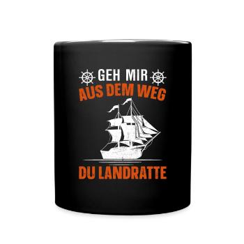 Landratte Seemann Matrose Geschenk - Tasse einfarbig - Schwarz - Vorne