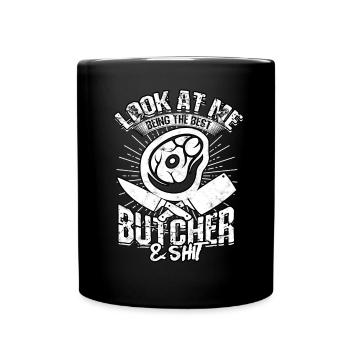 metzger fleischer geschenk fleisch geschenkidee sc - Tasse einfarbig - Schwarz - Vorne