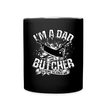 Ich Bin Ein Vater Metzger Fleischschneider Chef - Tasse einfarbig - Schwarz - Vorne