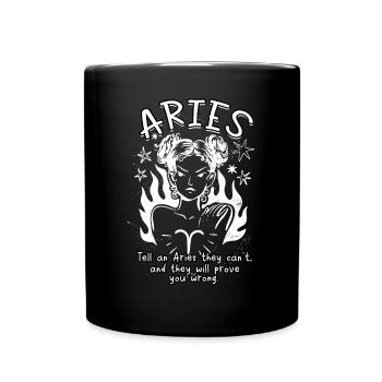 Aries Queen March April Zodiac Astrology Aries - Full Colour Mug - black - Front