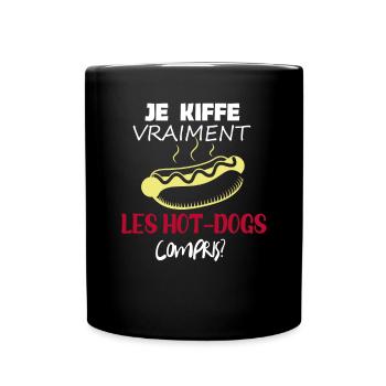 drole je kiffe vraiment les hot-dogs compris ? - Mug uni - noir - Devant