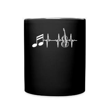 Music Note Heartbeat Double Bass Musician Contraba - Full Colour Mug - black - Front