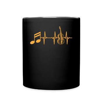 Double Bass Player Double Bassist - Music Note Hea - Full Colour Mug - black - Front