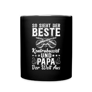Double Bass Player Daddy Double Bassist Dad - Tasse einfarbig - Schwarz - Vorne