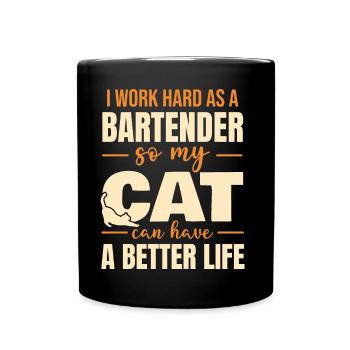 Hilarious Bartender Cat Lover Quote - Full Colour Mug - black - Front