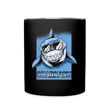 Sharkasm-Wortspiel-Meerwasser-Sonnenbrille - Tasse einfarbig - Schwarz - Vorne