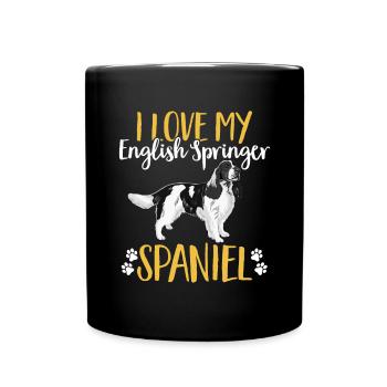 English Springer Spaniel Hund - Tasse einfarbig - Schwarz - Vorne