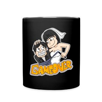 Game Over Hochzeit lustig Geschenk - Tasse einfarbig - Schwarz - Vorne