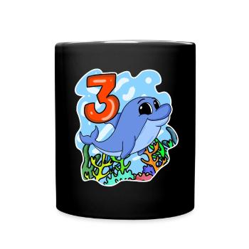 3 Jahre alt - 3. Geburtstag mit Tier Motiv - Tasse einfarbig - Schwarz - Vorne