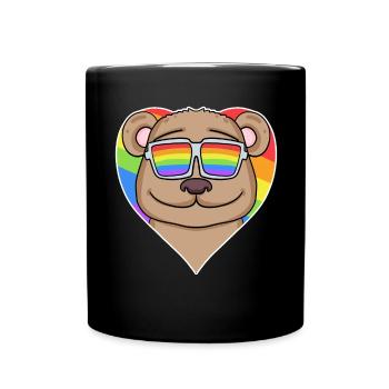 Gay Rainbow Heart Animal Bear - Full Colour Mug - black - Front