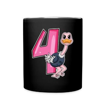 4 Jahre alt - 4. Geburtstag mit Tier Motiv - Tasse einfarbig - Schwarz - Vorne