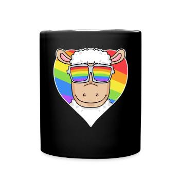 Gay LGBT Tier Schaf Regenbogen Herz - Tasse einfarbig - Schwarz - Vorne