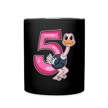 5 Jahre alt - 5. Geburtstag mit Tier Motiv - Tasse einfarbig - Schwarz - Vorne